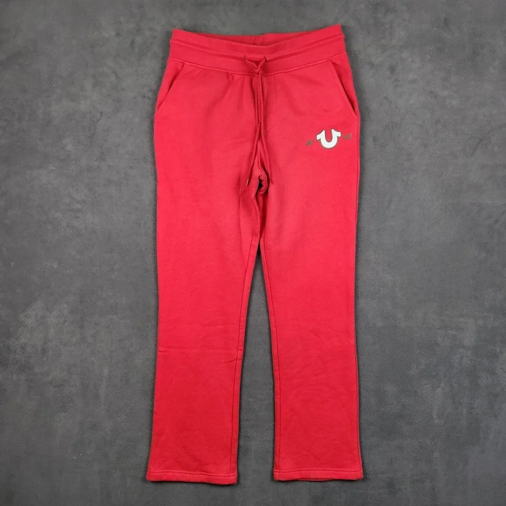 True Religion Sweatpants Mens Small Red Sunrise Horse Shoe Straight Leg‎ Lounge
